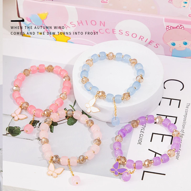 16 Set Kids Beads Set For Jewelry Making DIY Beaded Bracelet Necklace Accessories Kit Cute Hreat Beads For Making Jewelry