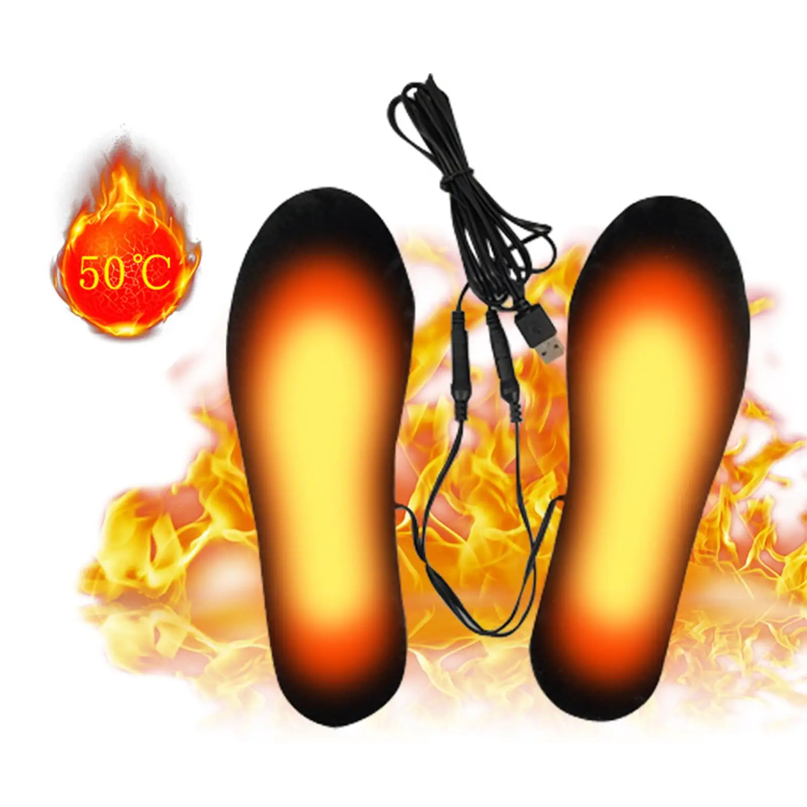

aternee USB Electric Heated Shoe Insoles Heat Boots Warm Socks Winter Foot