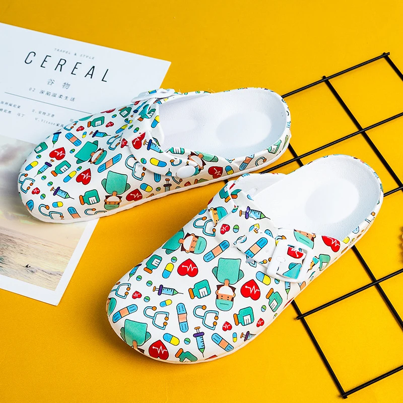 Print Medical Clogs Slip Resistant Doctor and Nurse Slippers Ultra Light Dentist Veterinary Footwear Premium Surgical Shoes YC-1 5