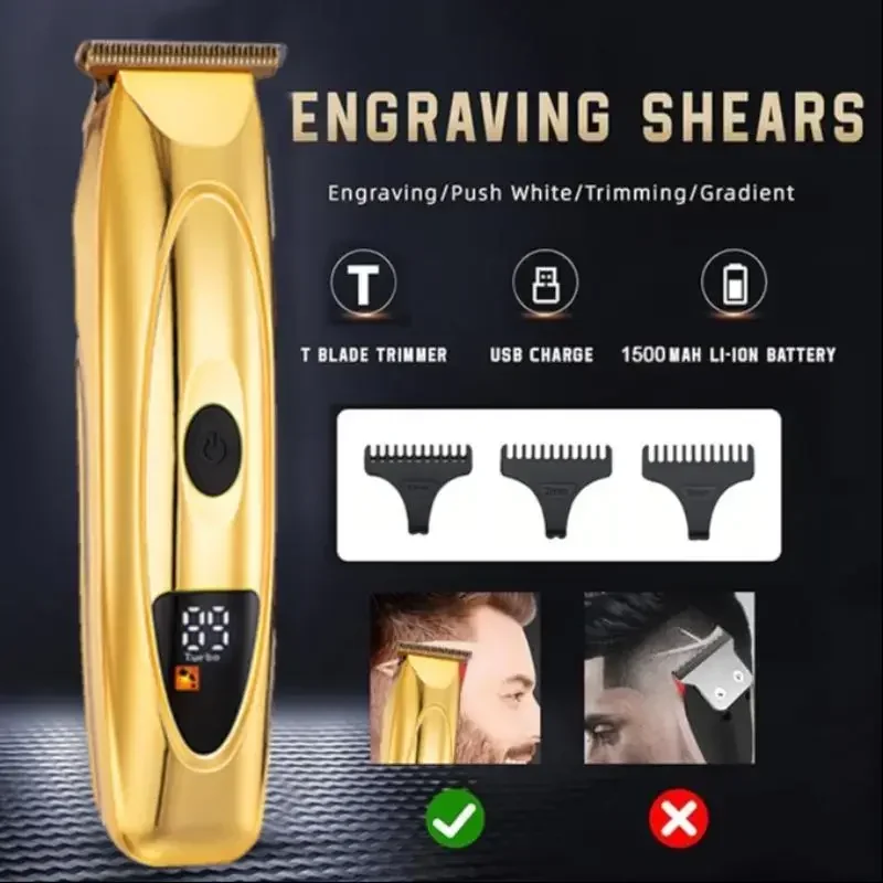 Professional Hair Clipper for Men, 1 Set T-blade Body Trimmer Electric Shavers Razor Set, Cordless Barber Clipper