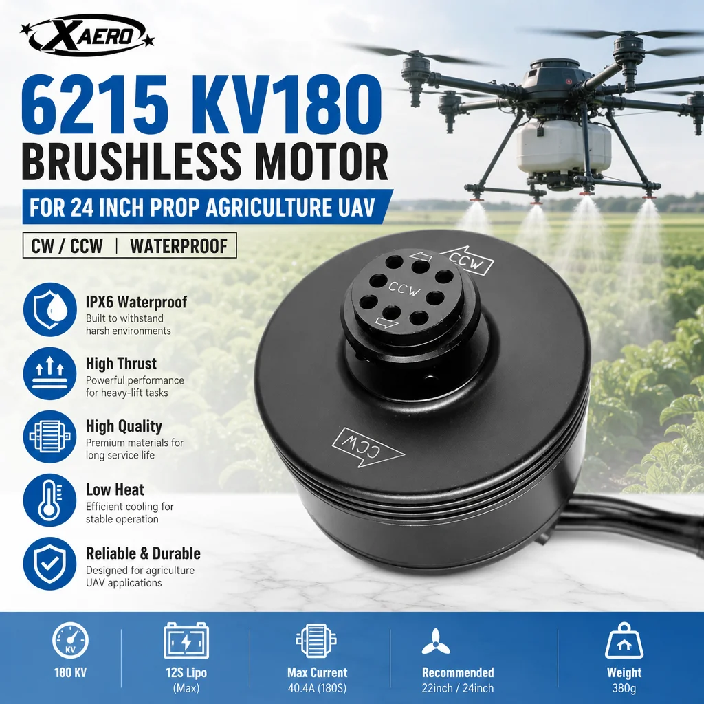 XAERO 6215 KV180 Bürstenloser Motor CW CCW Wasserdicht für 24-Zoll-Propeller Landwirtschafts-UAV