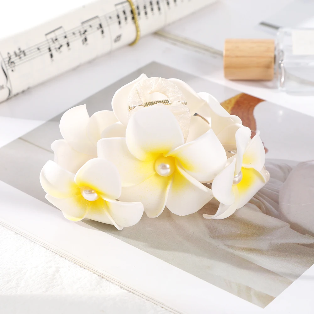 Large Size Flower Hair Claw Women Korean Ponytail Hairpin Hair Crab Hair Clips For Girls Summer Sweet Hair Accessories Headwear