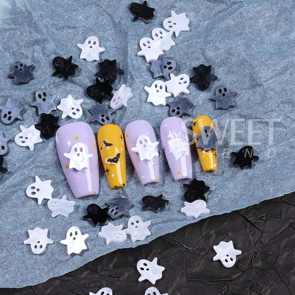 20/100pcs 3D Cute Halloween Nail Charms Nail Art Decoration Ghost Nail Art Parts Festival DIY Manicure Accessories Nail Supplies