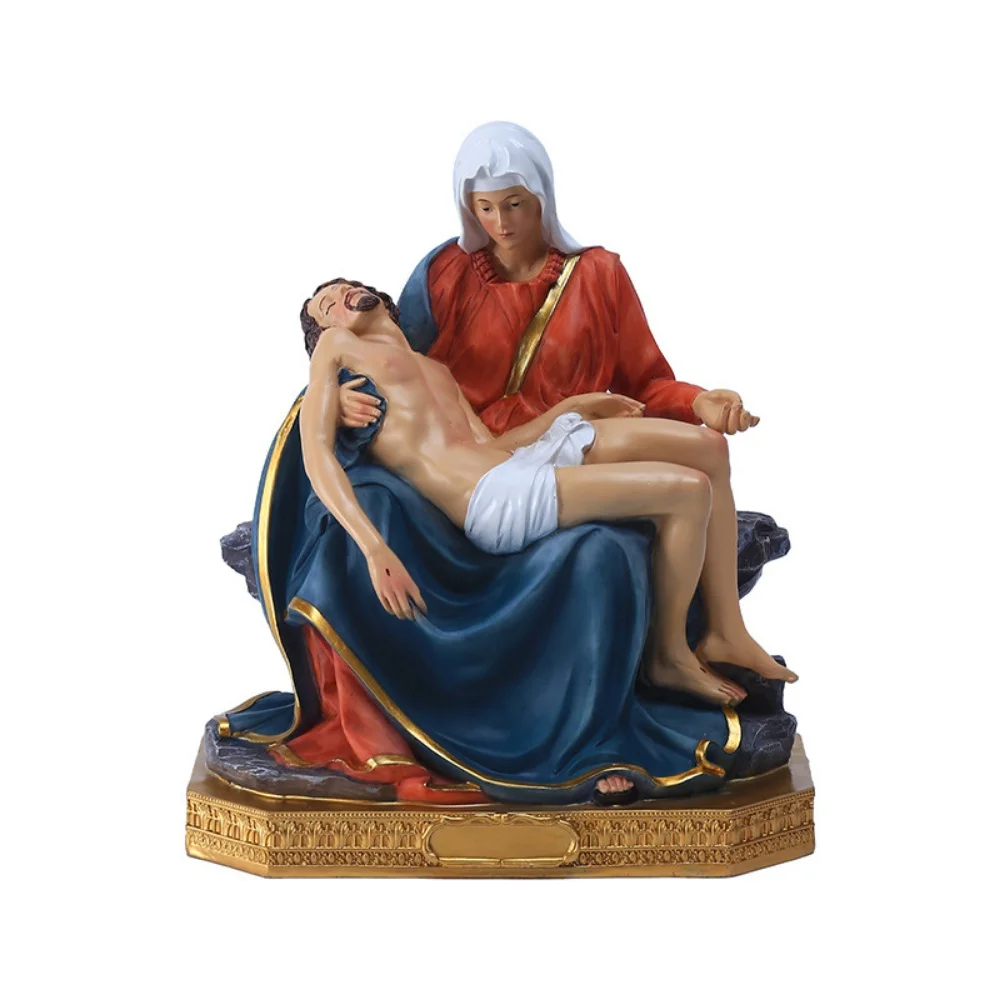 

8\ Mother Madonna with Jesus Christ After Crucifixion Resin Statue Figurines Ornament Church Gift Home Decoration