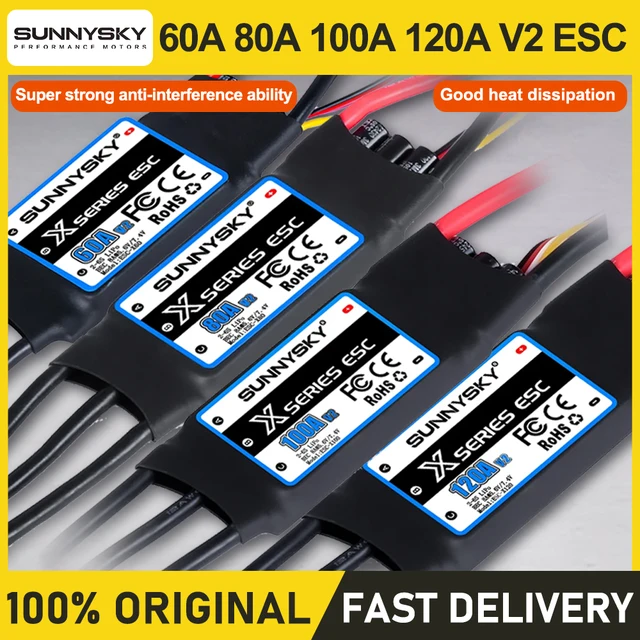 Sunnysky 60A 80A 100A 120A V2 ESC Fixed wing Brushless electric speed controller 2S/3S/4S/6S power strong anti-interference 1