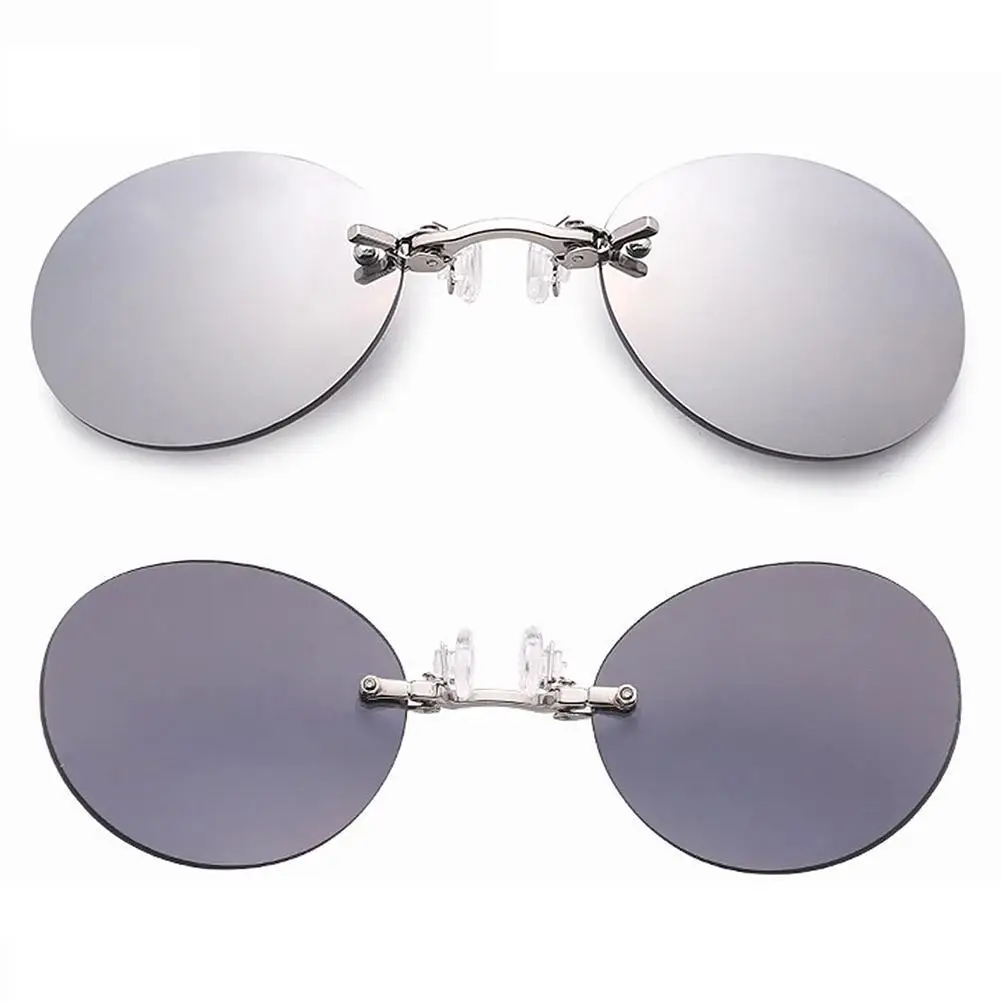 Sleek Rimless Clip-On Punk Sunglasses