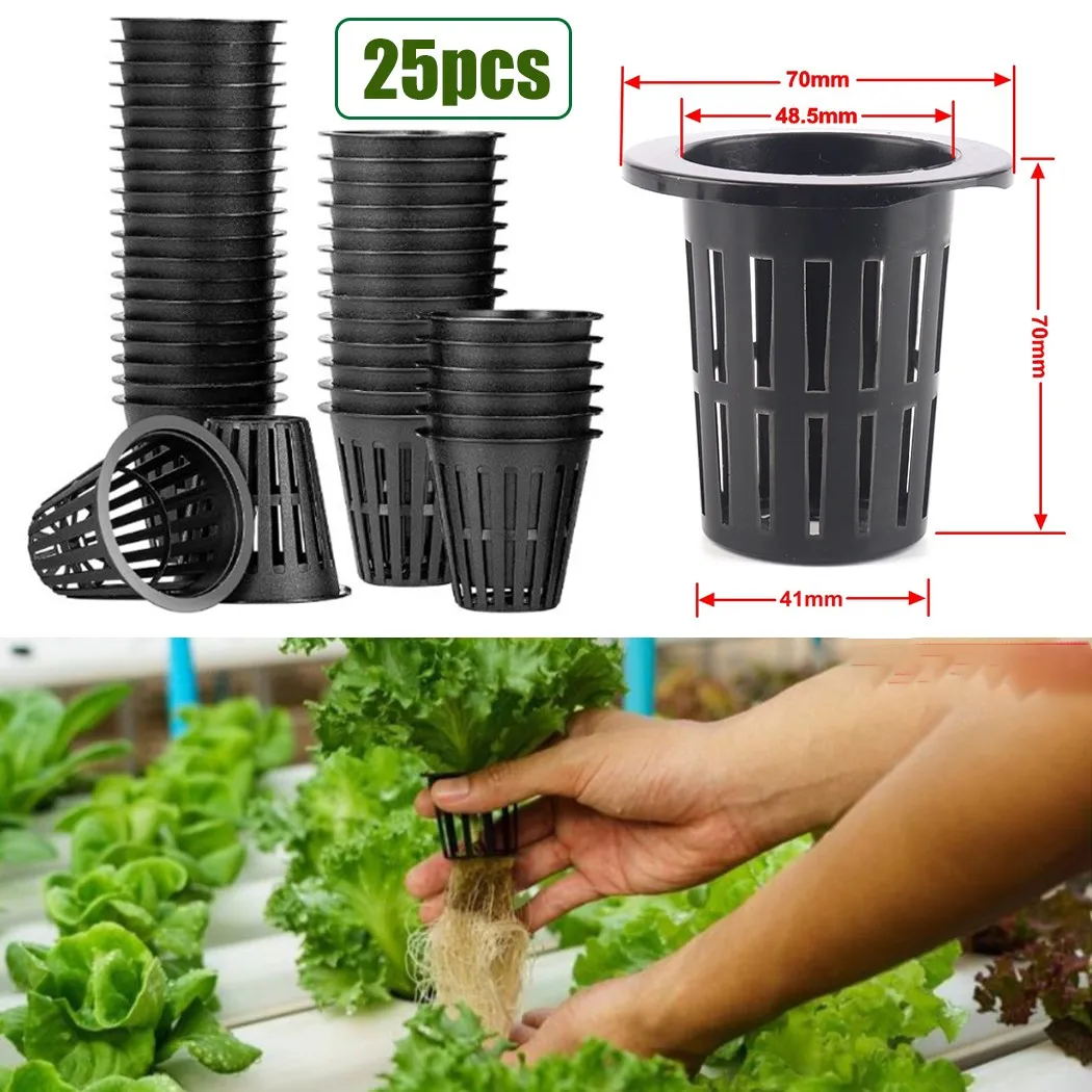 25PCS Pot Net Cup Soilless Mesh Net Basket Plant Veg Grow Nursery Cup Pot Garden Plant Basket Care Supplies