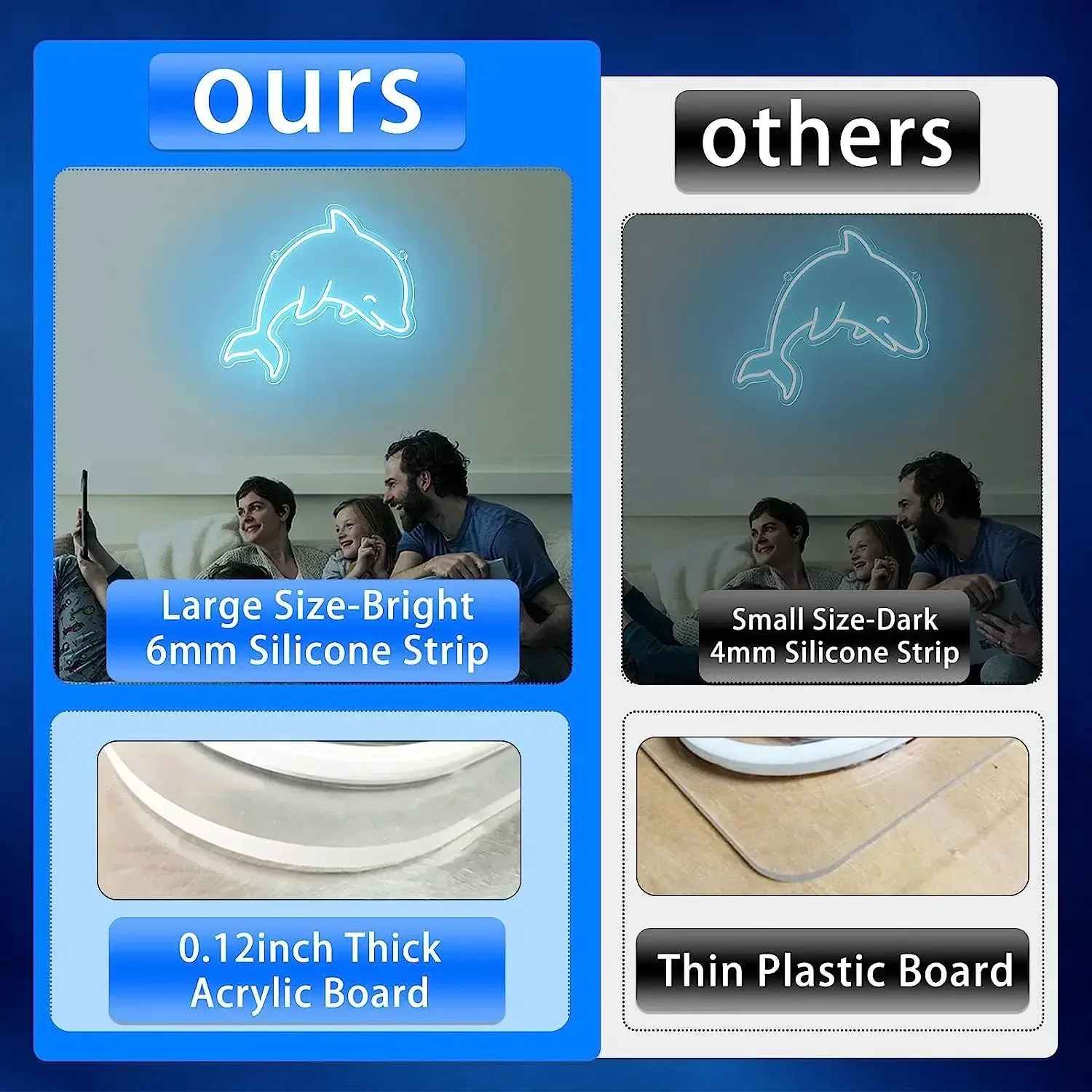 Description Picture 4 of itemDolphin Anime Neon Sign Cute LED Lights Indoor Wall Art Decoration Wedding Event Birthday Party Neon Kids Teens Boys Night Lamp