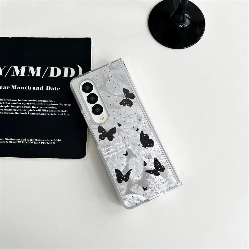 Fashion Feather Black Butterfly Chain Lanyard Case - Ultra Thin Hard PC Protective Cover