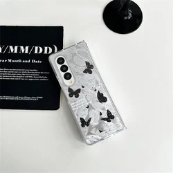 Fashion Feather Black Butterfly Chain Lanyard Case - Ultra Thin Hard PC Protective Cover - Samsung Z Fold 4 (HD DK)