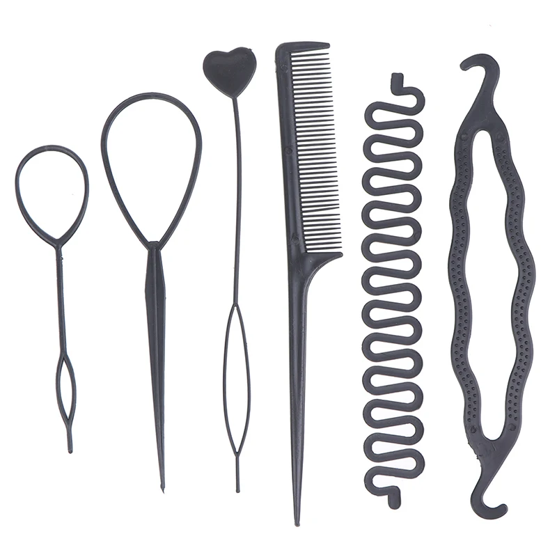Hairstyle Braiding Tools Pull-through Hair Needle Hair Disk Comb 6pcs/set