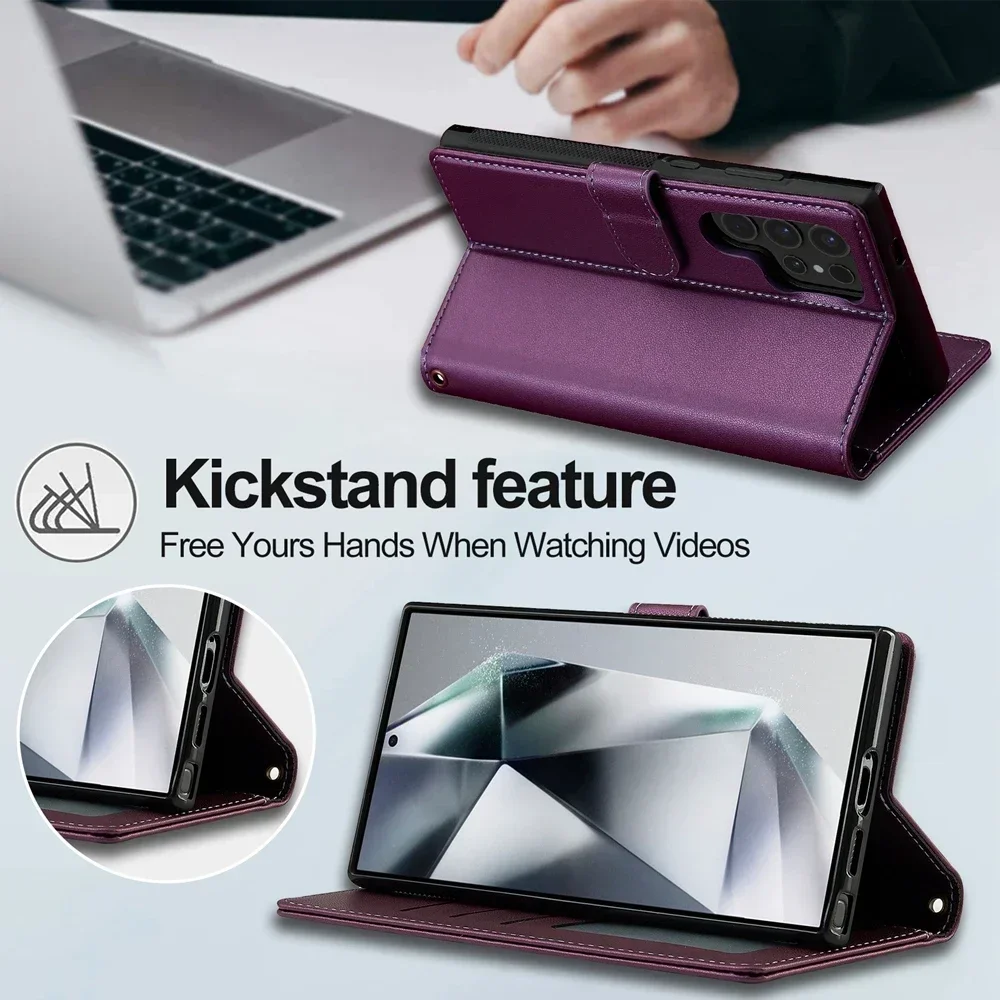 Magnetic Flip Leather Wallet Phone Case with Magsafe Compatibility