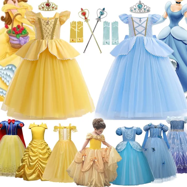 할로윈 코스프레 벨 공주 드레스 소녀 드레스, 미녀와 야수 카니발 파티 의상, 어린이 할로윈 의상
