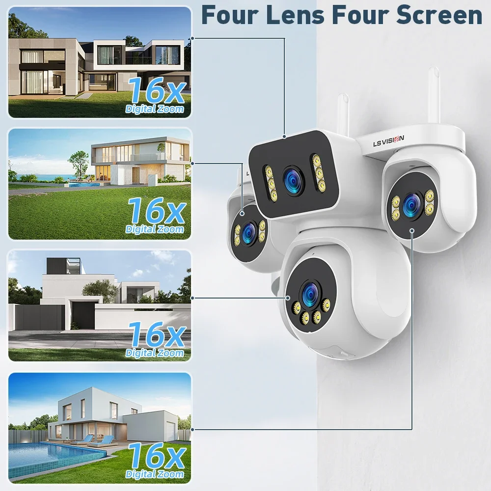 LS VISION 10K 12XZoom Four Screen CCTV WiFi Camera Security WIFI Outdoor PTZ Camera Human Auto Tracking Surveillance IP Cameras 2