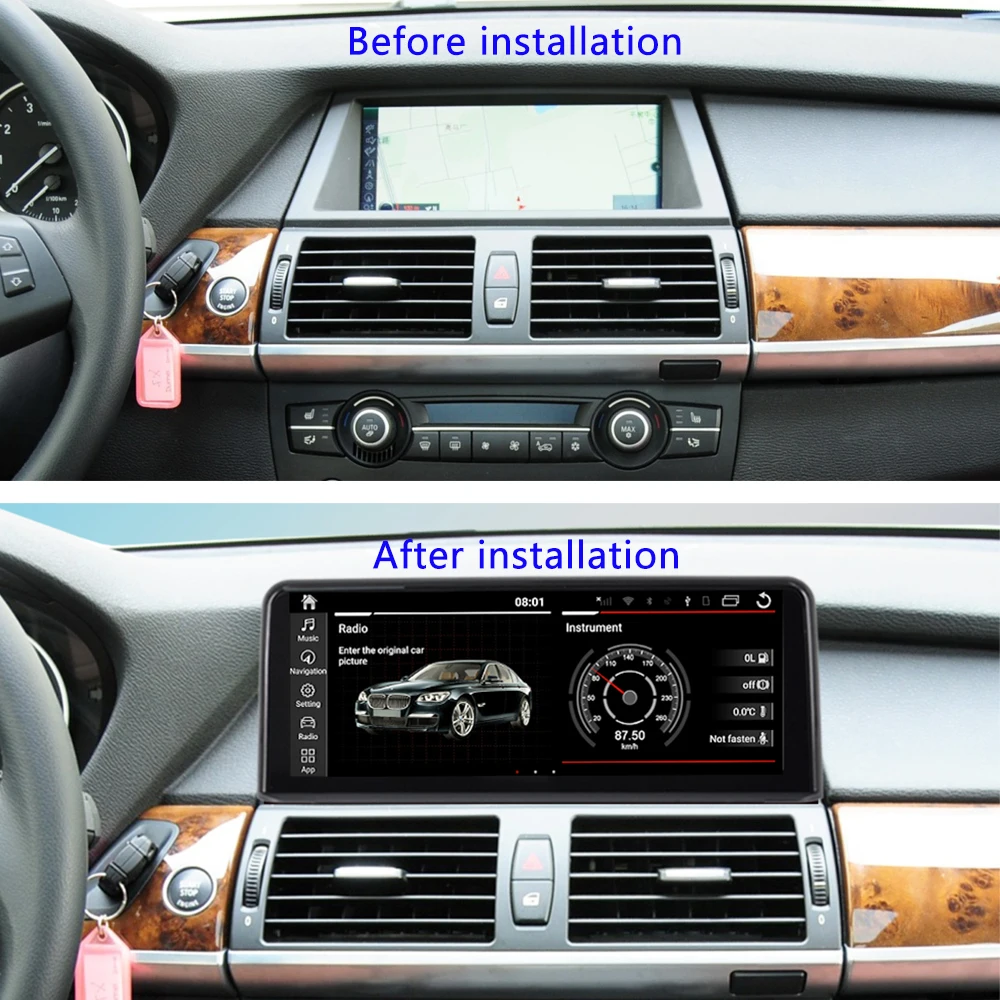 퀄컴 안드로이드 12 BMW X5 E70 F15 CIC NBT 자동차 라디오 카플레이, GPS 네비게이션 스테레오 BT 멀티미디어 플레이어, HD 스크린, ID8 스타일