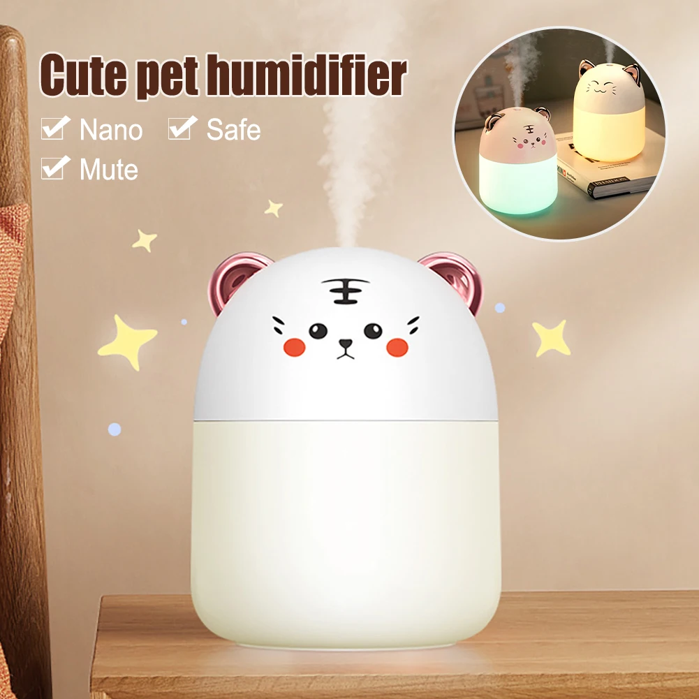 

250ml Air Humidifier Cute Kawaiil USB Aroma Diffuser with Night Light for Bedroom Home Car Plant Purifier Essential Oil Diffuser