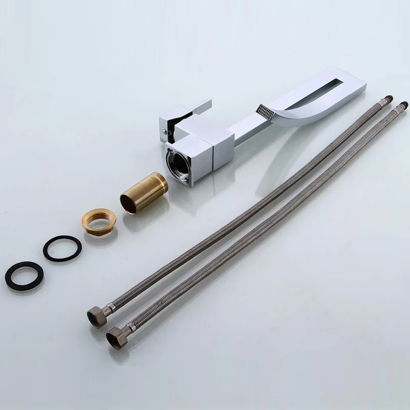 Brass Bathroom Square Basin Faucet Sink Mixer Tap Deck Mounted Hot And Cold Sink Mixer Tap Faucet Basin Faucet