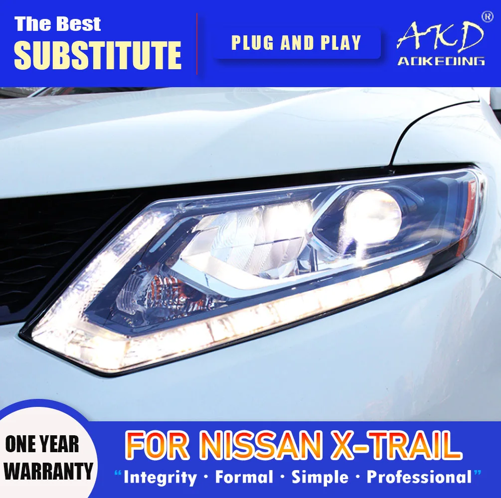 

AKD Head Lamp for Nissan X-trail LED Headlight 2014-2016 Headlights X-trail DRL Turn Signal High Beam Angel Eye Projector Lens