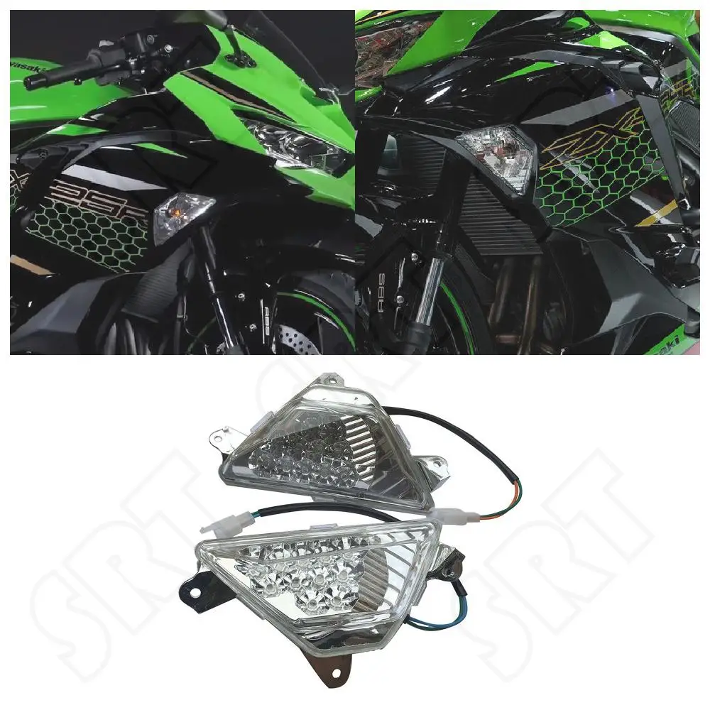 

Fits for Kawasaki ZX25R ZX-25R Ninja 250 300 ABS EX250 EX300 2013-2023 Motorcycle Front LED Turn Signals Indicator Light