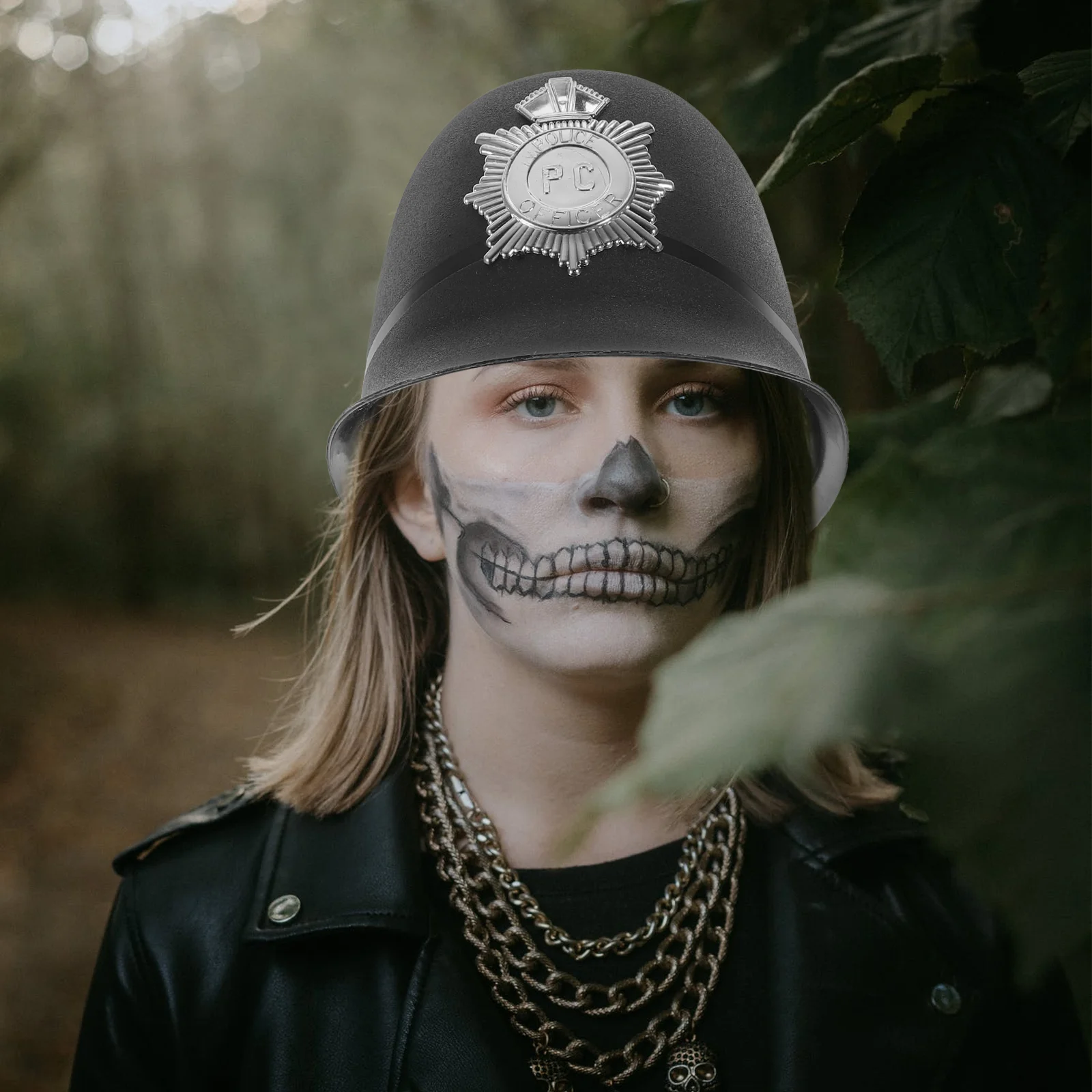 

Generic Halloween Cosplay Police Cap Adults Police Helmet Police Officer Hat Caps Plastic British Police Cap Cop Officer