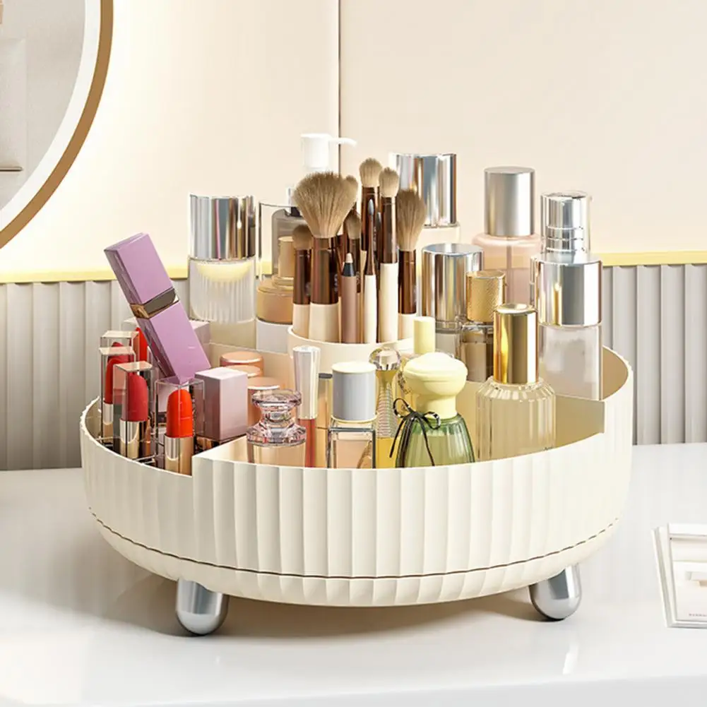 Turntable Makeup Organizer Skincare Product Organizer Versatile Round Cosmetic Rack 360 Degree Turntable for Makeup Brushes