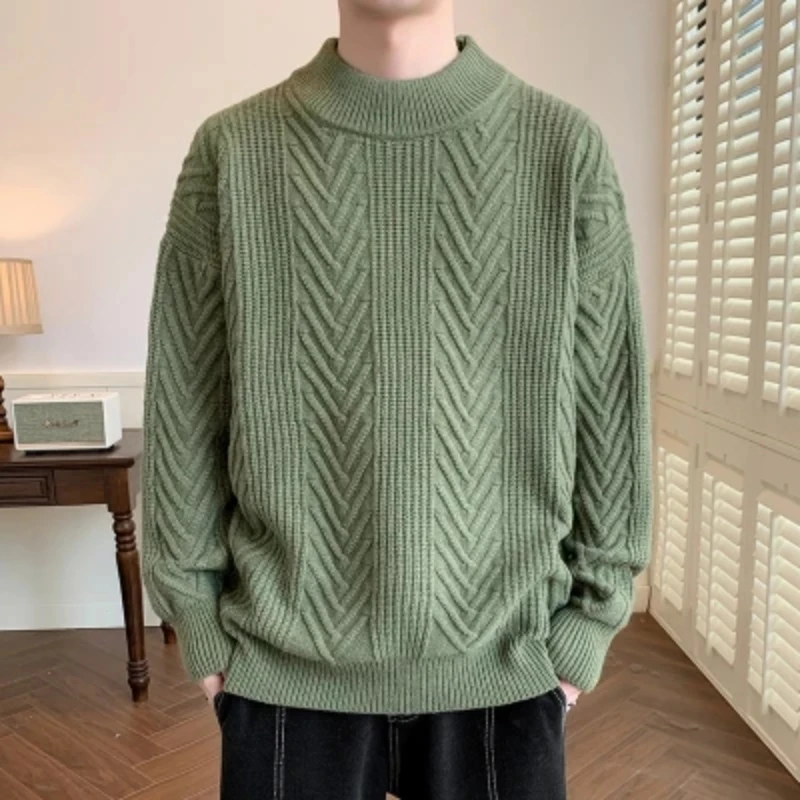 2024 New Winter Men's Sweater Vintage Pullovers O-neck New in Sweaters and Jumpers Knitted Top Male Clothes Pullover Knit Man