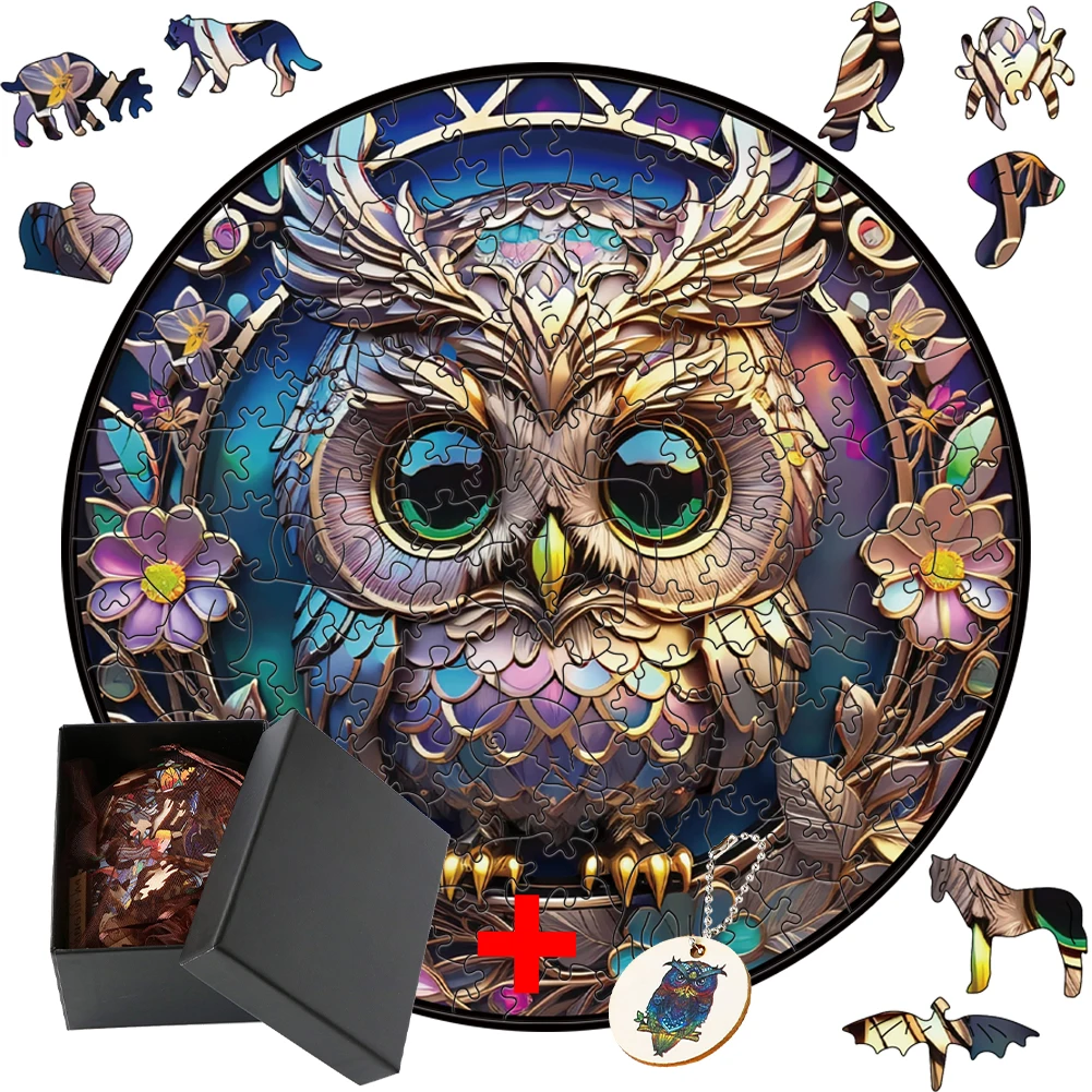 

Owl Animal Wooden Puzzle DIY Crafts Educational Wood Puzzle For Kids Hell Difficulty Brain Trainer Adult Puzzle Game Best Gift