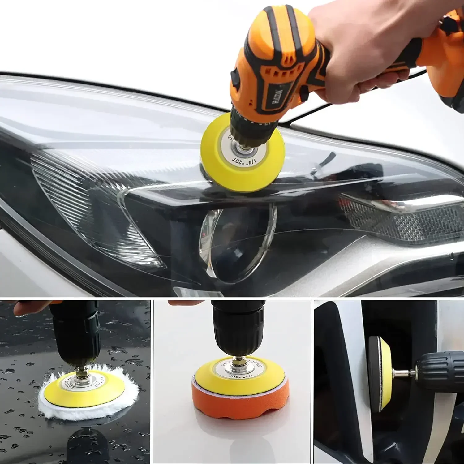 41Pcs Car Headlight Restoration Kit 3 Inch Car Polishing Sanding Discs With 1/4 Inch Shank Backing Pad Scouring Pads Buffing 5