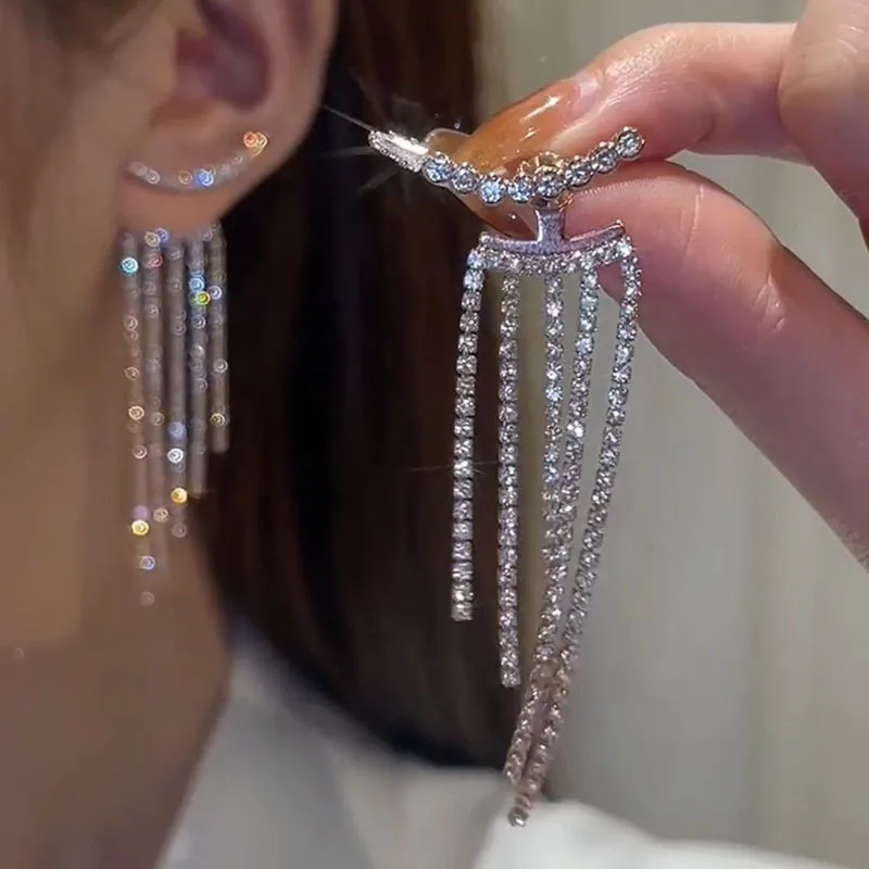 Women's Earrings Rhinestone Fringe Hanging Zircon Earrings Wedding Statement Party Jewelry Gifts dangle earrings drop earrings pendant earrings long earrings crystal earrings crystal tassel earrings
