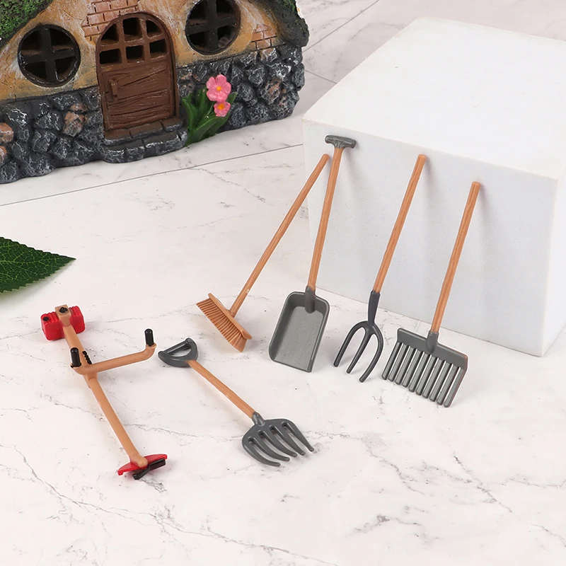 1Set Dollhouse Miniature Vintage Simulation Farm Tools Assembled Cart Agricultural Vehicle Model Garden Farming Tools DIY Decor 4