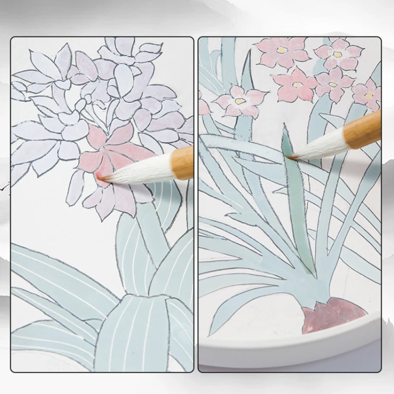 3 개/대 도자기 브러시 양모 대나무 극 그림 개요 라인 채우기 컬러 브러시 DIY 세라믹 유약 유약 그림 도구에/언더