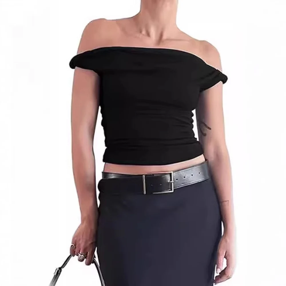 Women Slim Fit Solid T Shirt Summer Fashion Top