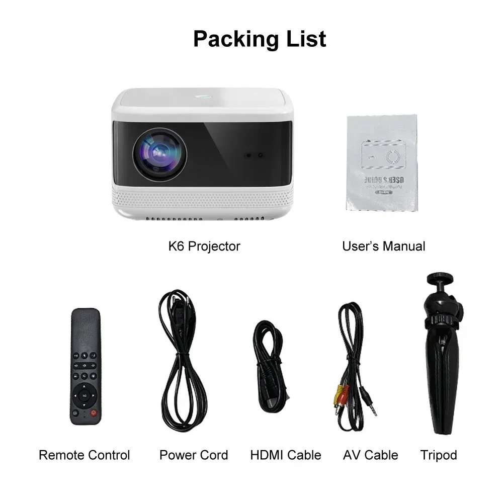 Vivicine K6A Android 9.0 Home Theater Projector Full HD 1080p LED Video Game Overhead Projector Beamer 1920x1080p Resolution