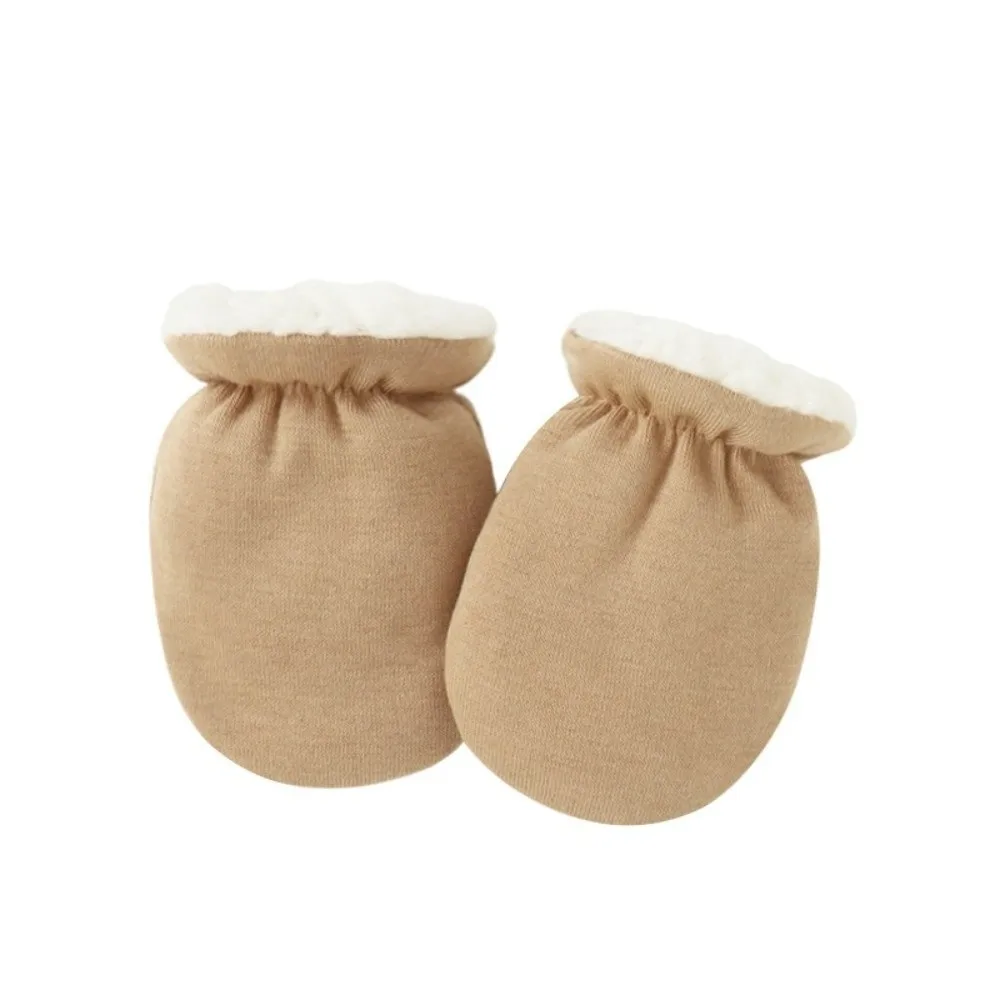 Warm Wool Furry Newborn Mittens Simplicity Solid Color Warm Thicken Toddler Gloves Anti-scratch Face for 0-1 Years Baby Gloves