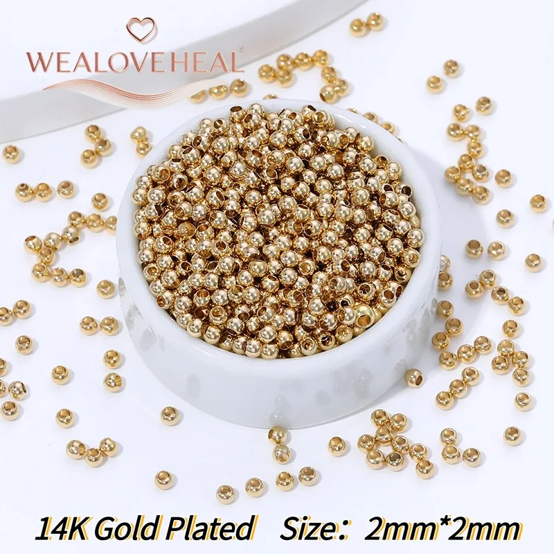 2-6mm 14k vergoldete glatte runde Kugelperlen aus Goldmetall, Trennperlen, lose Abstandshalterperlen für DIY-Schmuckherstellung. – Detail 21