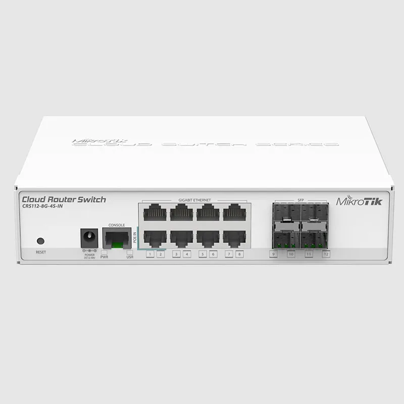 

MikroTik CRS112-8G-4S-IN Gigabit RouterOS routing switch