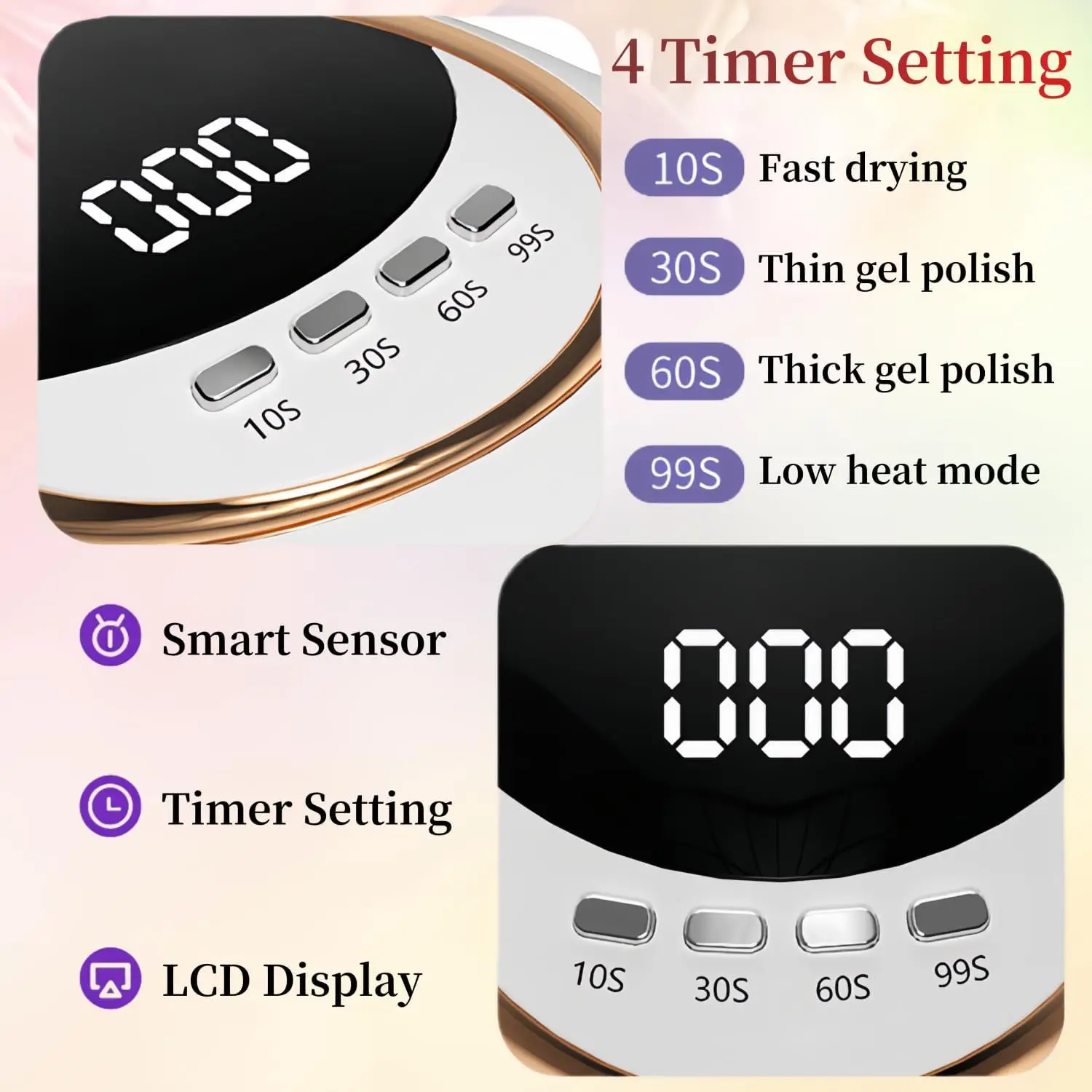 280W Professional UV LED Nail Lamp for Nails Gel Polish Fast Curing Dryer Drying Light Lamps with 45 LEDs 4 Timer Setting 5
