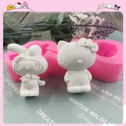 Cartoon Silicone Mold Hello Kitty Cat Melody Aromatherapy DIY Tools Sanrio Cute Gypsum Epoxy Handicraft Cookie Accessories