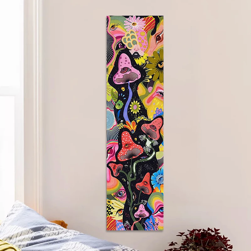 Description Picture 3 of itemPsychedelic Mushroom Tapestry Wall Hanging Hippie Colorful Flower Tapestries Magic Abstract Wall Hanging for Home Decor Wall Art