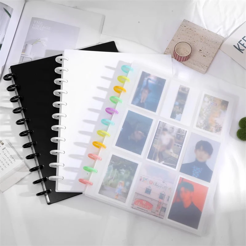 Kpop Photocard Binder 4/8/9 Girds Large Capacity Photo Albums Idol Cards Storage Book Transparent Binder Background Paper