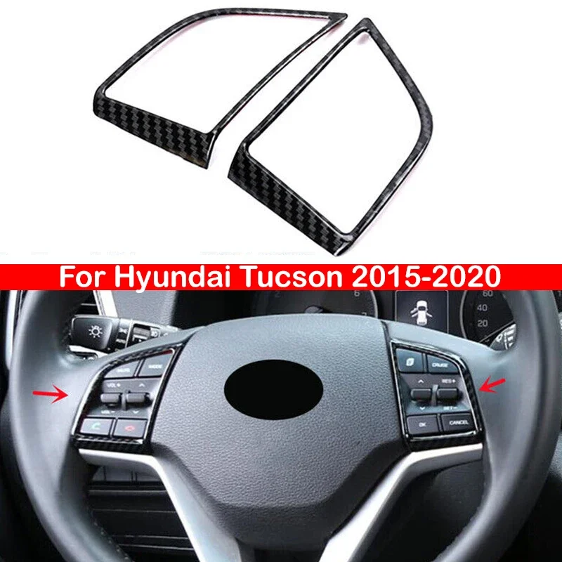 

Для Hyundai Tucson 2015-2020 углеродное волокно Автомобильный интерьер рулевое колесо рамка отделка центральный переключатель кнопка Крышка панель Наклейка Декор