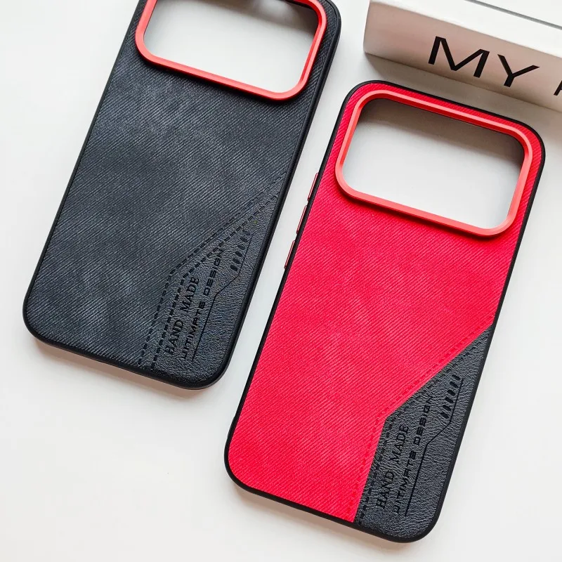 Denim Style Leather Texture Phone Case with Two-Tone Stitching - Shockproof and Drop-Resistant Design