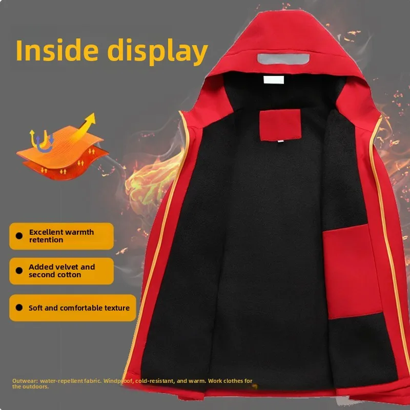 Windproof Fleece Lined Jacket Unisex, All-in-One Long Sleeve Work Coat for Supermarket & Corporate Winter Wear 4