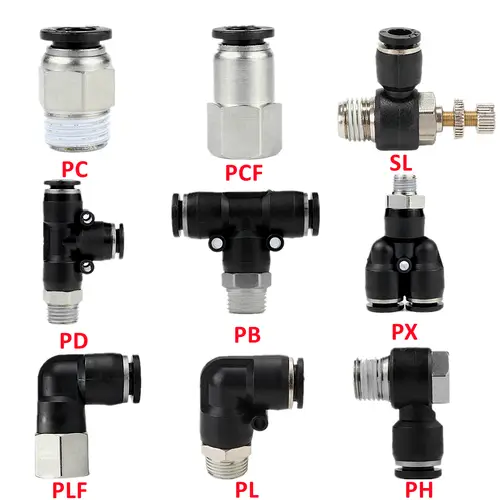 Pneumatic Air Connector Fitting PC/PCF/PB/PKB/PH/PL/PLF/PX/SL 4mm 6mm 8/10mm Thread 1/8 1/4 3/8 1/2 Black Plastic Hose Fittings - Image 2