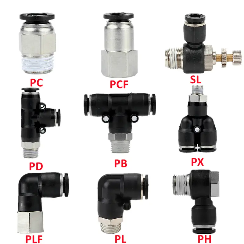 Pneumatic Air Connector Fitting PC/PCF/PB/PKB/PH/PL/PLF/PX/SL 4mm 6mm 8/10mm Thread 1/8 1/4 3/8 1/2 Black Plastic Hose Fittings - Image 2