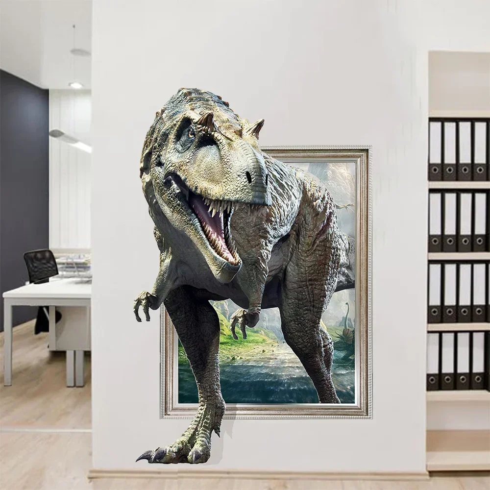 3D Jurassic Dinosaur Tyrannosaurus Wall Stickers Home Decor Wall Decal Living Room Bedroom Children\'s Room Background Wallpaper