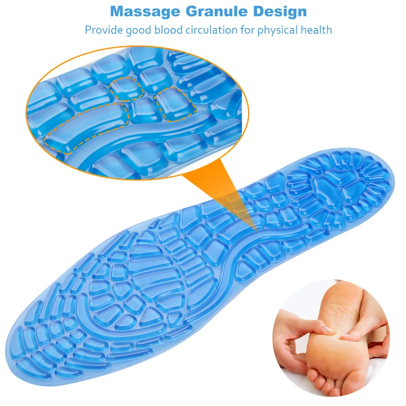Silicone Gel Sports Insoles Pads For Sneakers Shoes Men Women Massage Foot Care Shoe Insole Soles Cushion Pad Inserts Padding