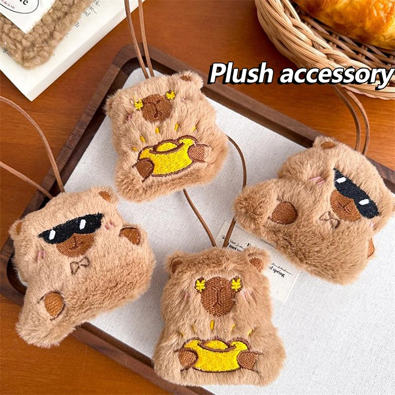 Cute Capybara Plush Toy Soft Stuffed Doll With Lanyard Keychain Backpack Pendants Bag Hanging Ornaments Couple Accessories Gifts 3