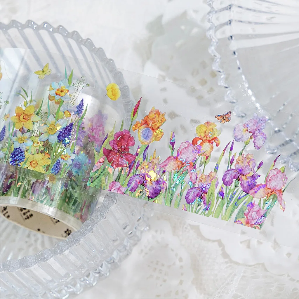 50mm*2m PET Flower Tapes Flower Sticker DIY Scrapbooking Collage Junk Journal Craft supplies Planner Sticker Stationery Journamm