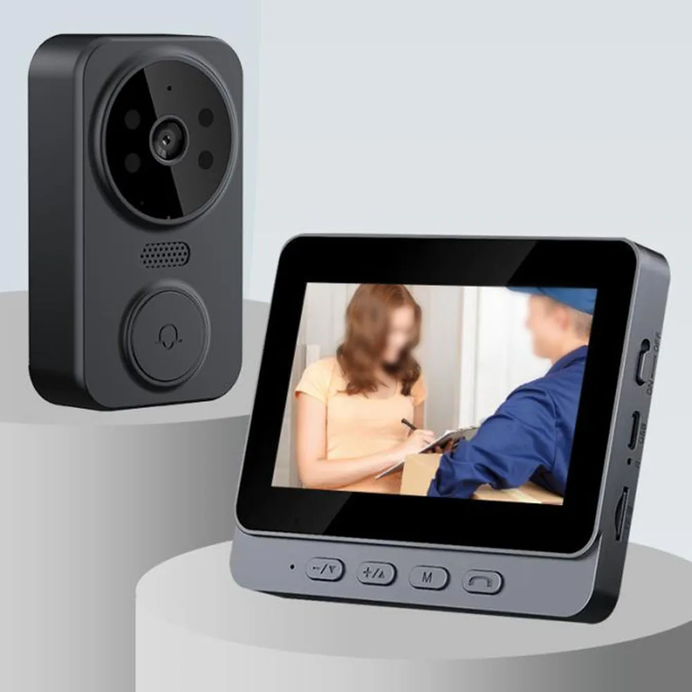 4.3inch IPS Screen Wireless Video Doorbell Phone Security Camera Door Bell Intercom Smart Home Door Bell DC Battery Powered